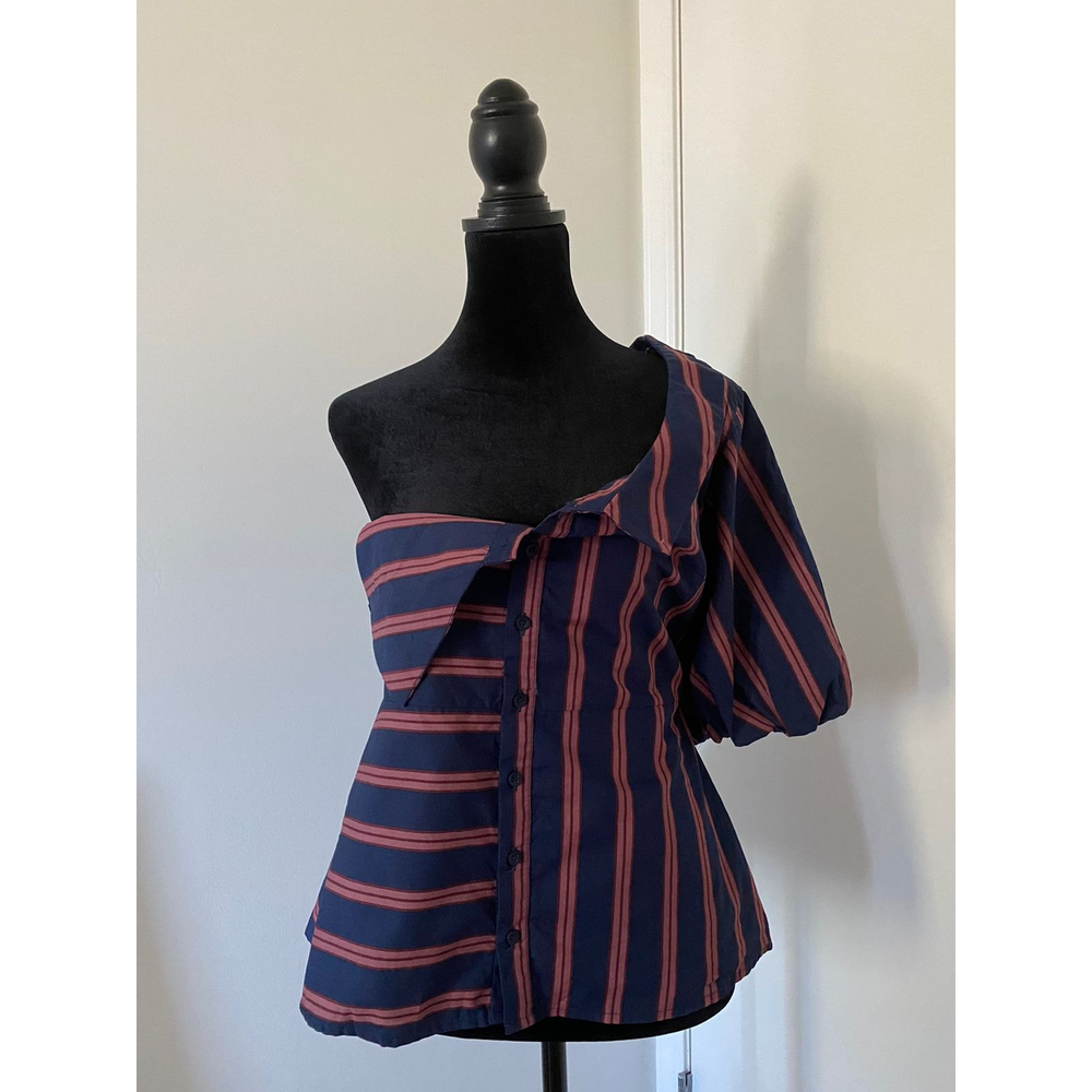 Topshop Striped One Shoulder Top